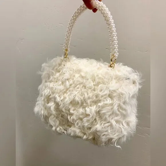 Handmade Genuine Curly Shearling Purse Includes 2 Chain Styles